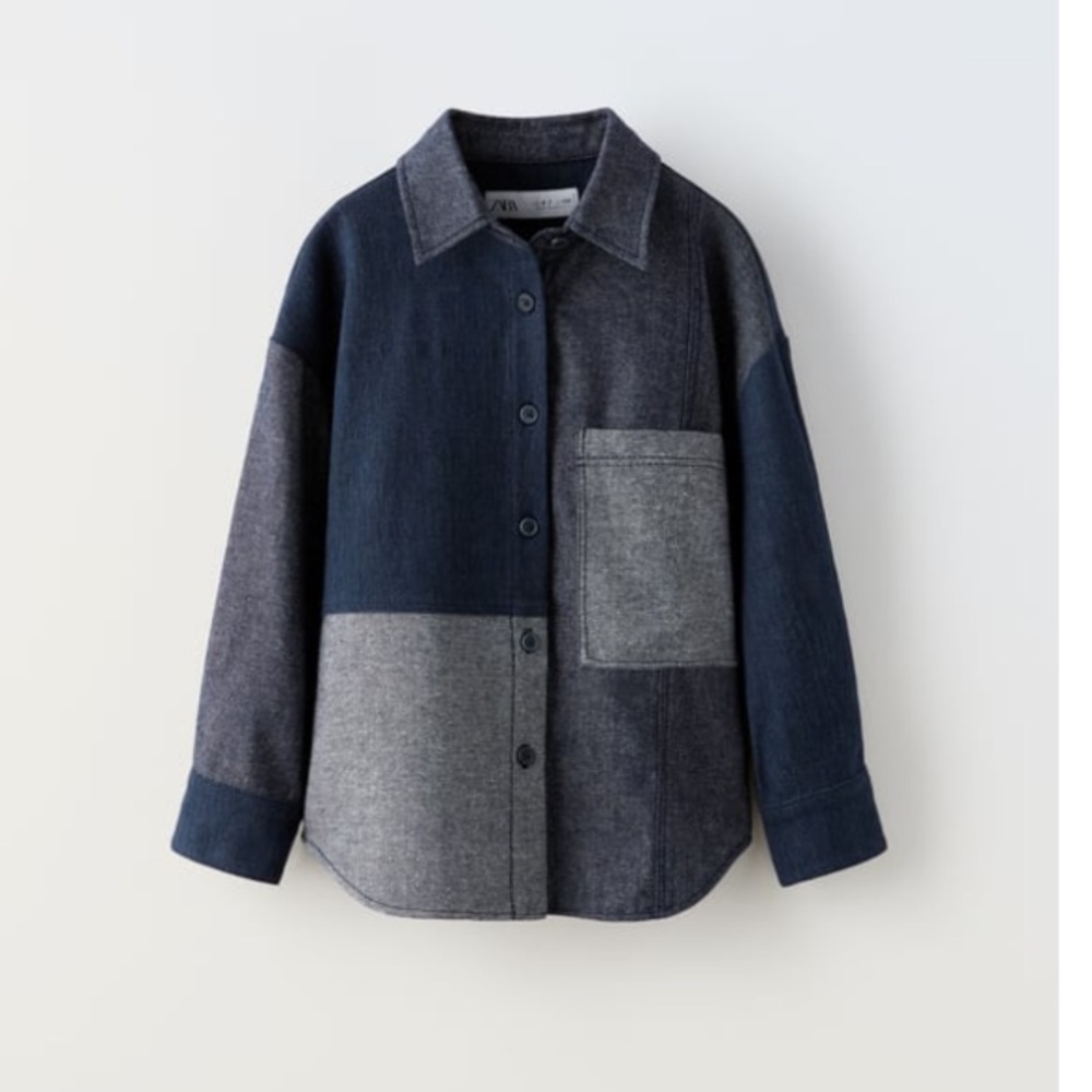Zara Denim Patchwork shirt/ overshirt
